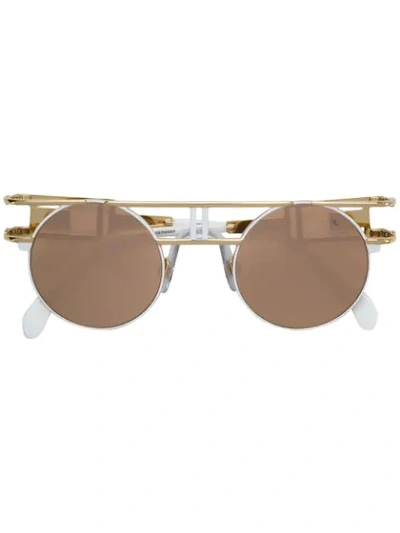 Shop Cazal Round Frame Sunglasses In White