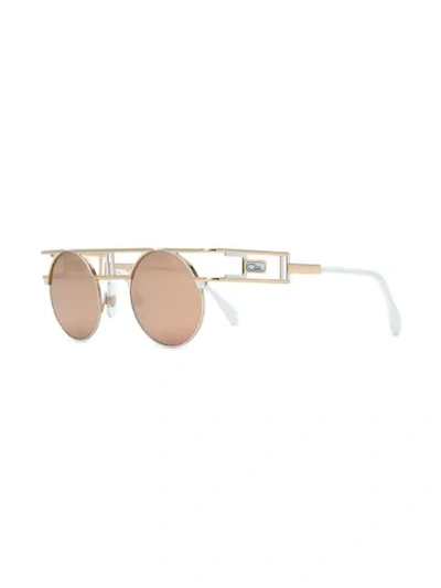 Shop Cazal Round Frame Sunglasses In White