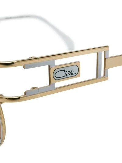 Shop Cazal Round Frame Sunglasses In White