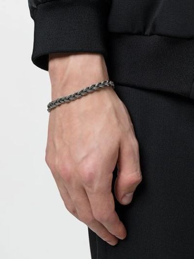 Shop Emanuele Bicocchi Thin Braided Bracelet In Metallic