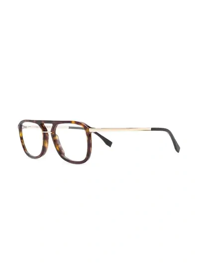 Shop Fendi Oversized Aviator Glasses In Brown