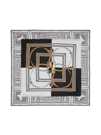Shop Burberry Archive Scarf Print Silk Square Scarf In Black