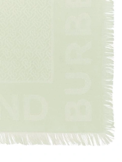 Shop Burberry Monogram Silk Wool Jacquard Large Square Scarf In Green