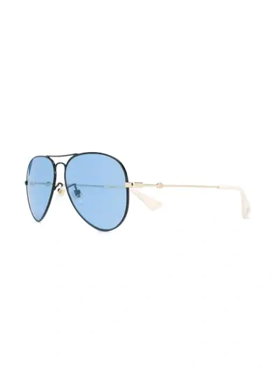 Shop Gucci Aviator Frame Sunglasses In Gold