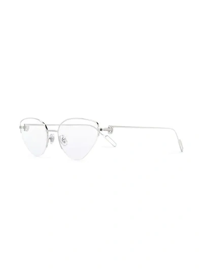 Shop Cartier Cat Eye Frame Glasses In Silver