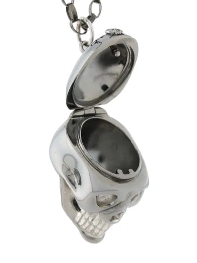 Shop True Rocks Pillbox Skull Pendant Necklace In Metallic