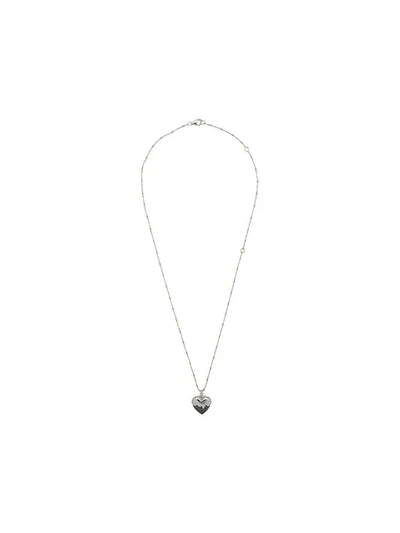 Shop Kasun London Onyx Heart Necklace In Silver