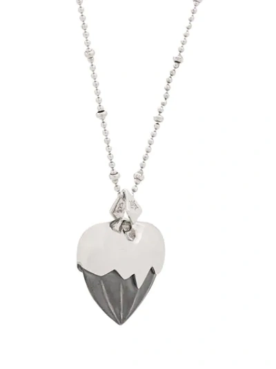 Shop Kasun London Onyx Heart Necklace In Silver