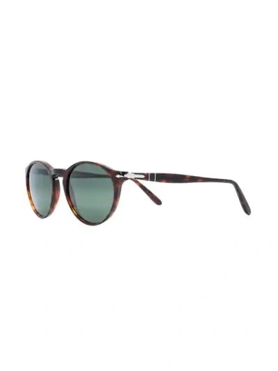 Shop Persol Round Frame Sunglasses In Brown