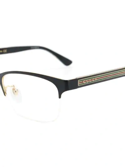 Shop Gucci Half Square Frame Glasses In Black