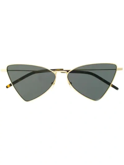 Shop Saint Laurent Triangular Frame Sunglasses In Gold