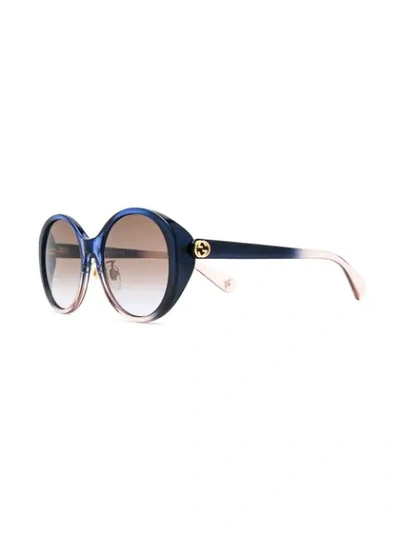 Shop Gucci Round Frame Glasses In Blue