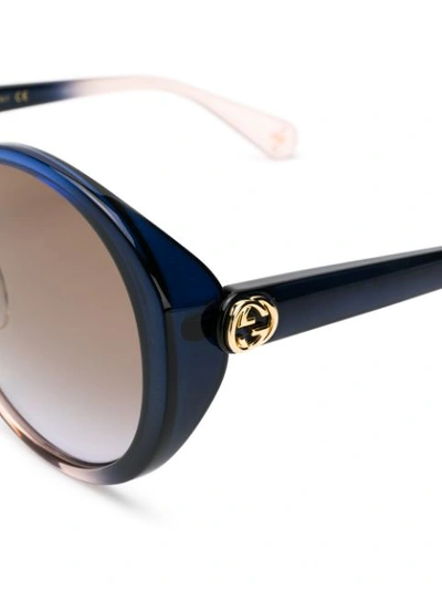 Shop Gucci Round Frame Glasses In Blue