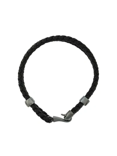 Shop Bottega Veneta Intrecciato Weave Bracelet In Black