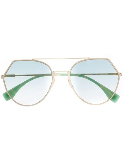 Shop Fendi Aviator Style Sunglasses In Green