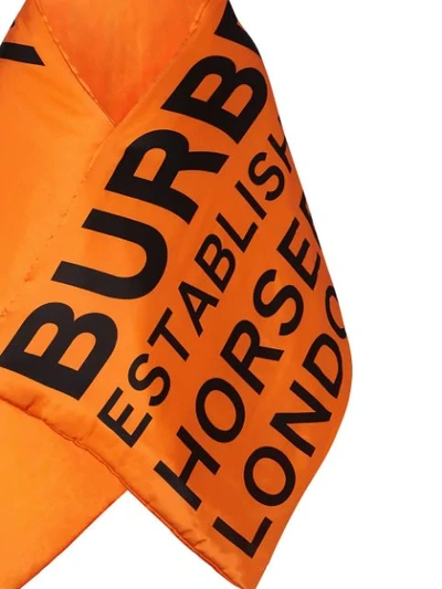 Shop Burberry Horseferry Print Puffer Scarf In Orange ,black