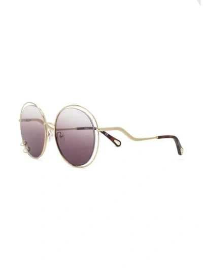 Shop Chloé Oversized Wire Detail Sunglasses In Gold