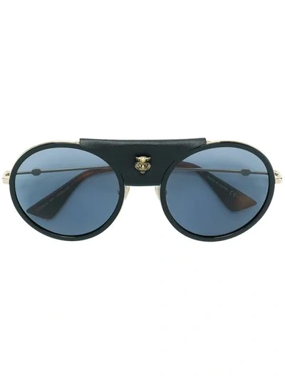 Shop Gucci Oversized Round Sunglasses In Black