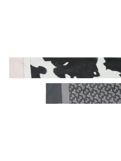 Shop Burberry Monogram And Cow Print Silk Skinny Scarf In Black