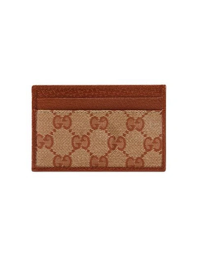 Shop Gucci Original Gg Card Case With Ny Yankees™ Patch In Neutrals