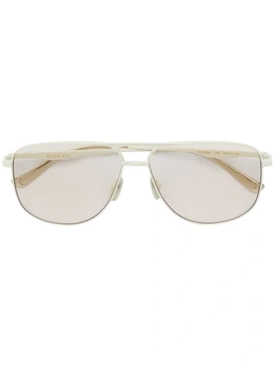 Shop Gucci Square Frame Sunglasses In White