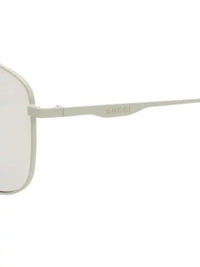 Shop Gucci Square Frame Sunglasses In White