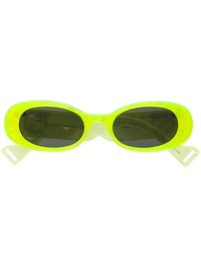 Shop Gucci Round Frame Sunglasses In Green