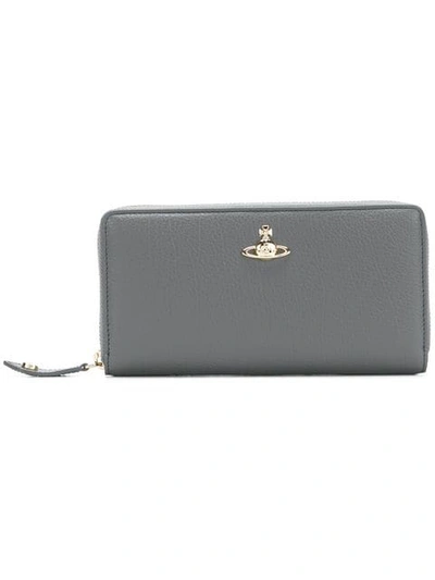 Shop Vivienne Westwood Zip Around Wallet In Grey