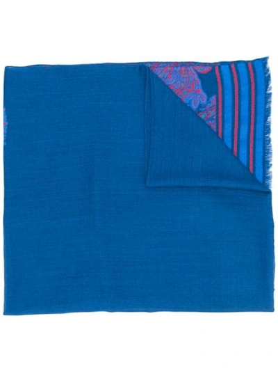 Shop Etro Paisley Stripe Scarf - Blue
