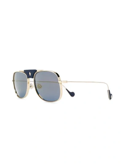 Shop Moncler Mountaineering Sunglasses In 30d Gold/blue
