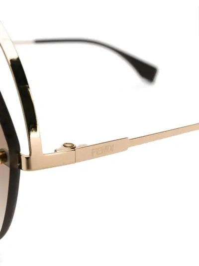 Shop Fendi Geometric Framed Aviator Sunglasses In Metallic