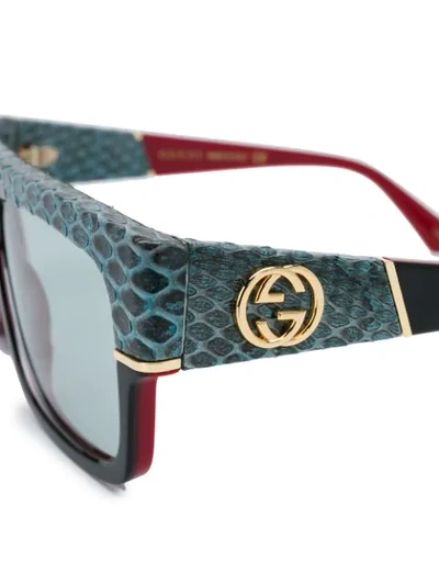 Shop Gucci Rectangular Frame Sunglasses In Black