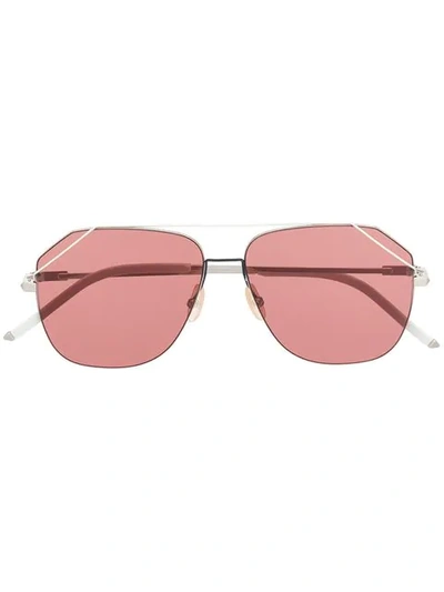 Shop Fendi Aviator Sunglasses In Silver