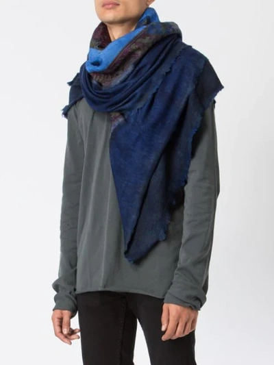 Shop Avant Toi Printed Square Scarf In Blue
