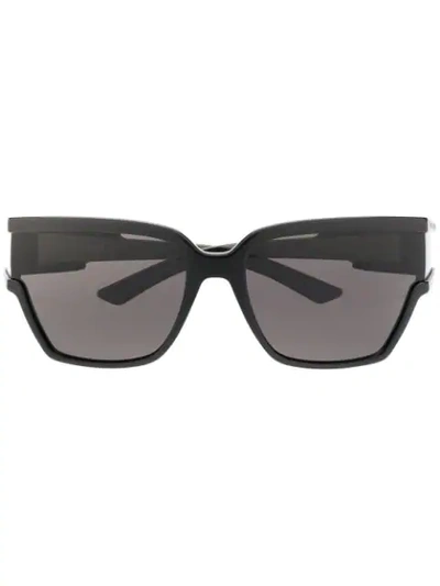 Shop Balenciaga Unlimited Rectangular-frame Sunglasses In Black
