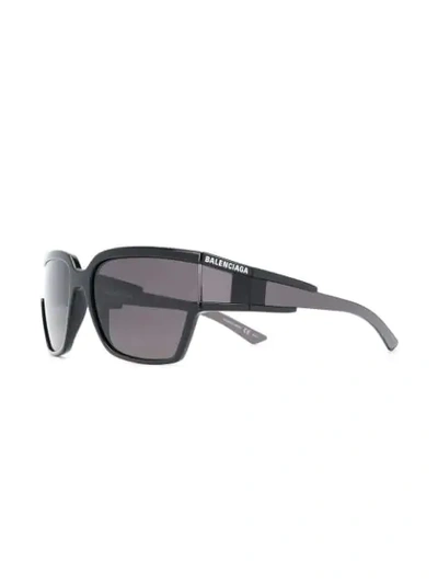 Shop Balenciaga Unlimited Rectangular-frame Sunglasses In Black