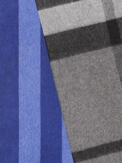 BURBERRY 拼色格纹羊绒围巾 - 蓝色