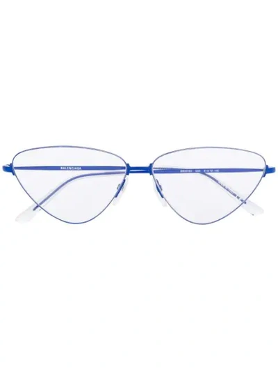 Shop Balenciaga Triangle Frame Glasses In Blue