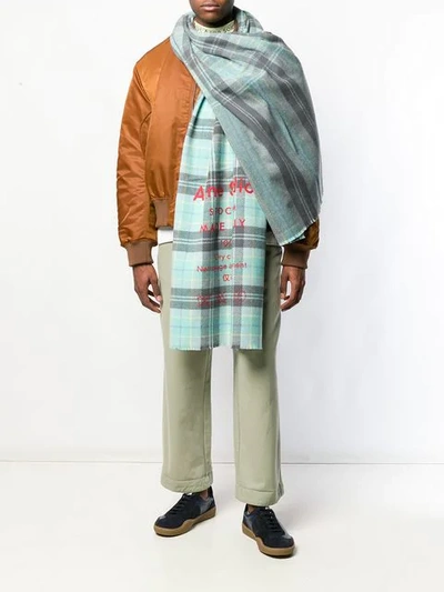 Shop Acne Studios Cassiar Check Oversized Scarf In Grey