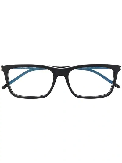 Shop Saint Laurent Eyewear Square Frame Glasses - Black