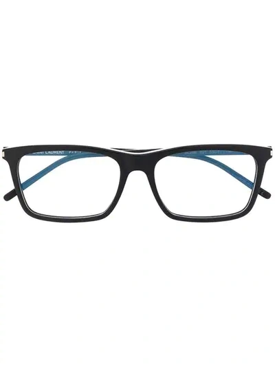 Saint Laurent Eyewear Square Frame Glasses - Black In Black