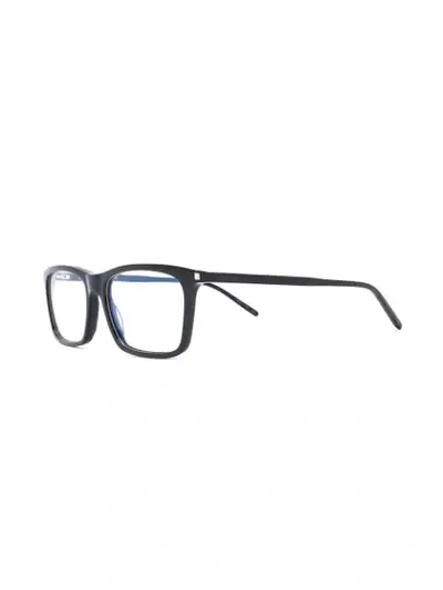 Saint Laurent Eyewear Square Frame Glasses - Black In Black