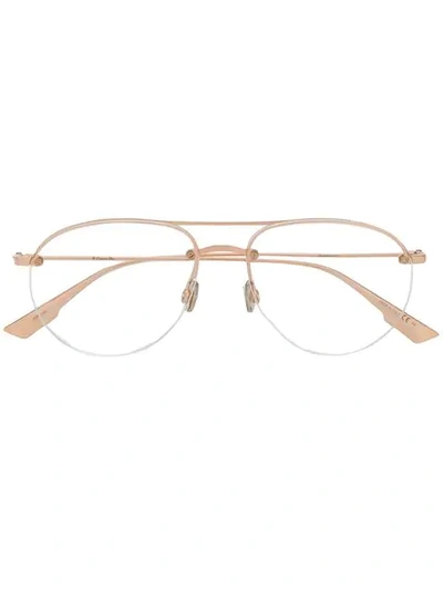 Shop Dior Stellaire Aviator-frame Glasses In Gold