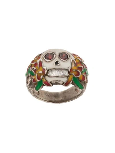 Shop Ktz Skull Ring In Silver