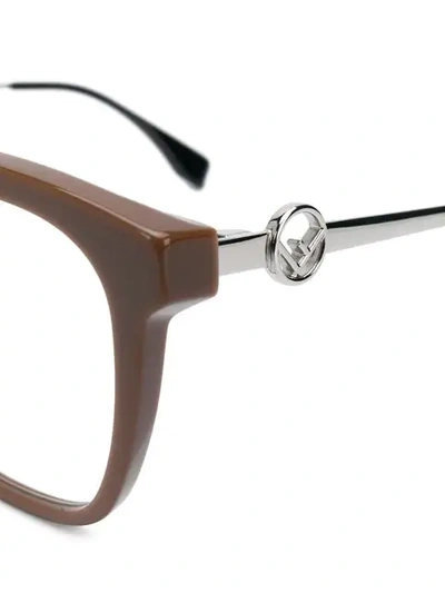 Shop Fendi Bold Framed Glasses In Brown
