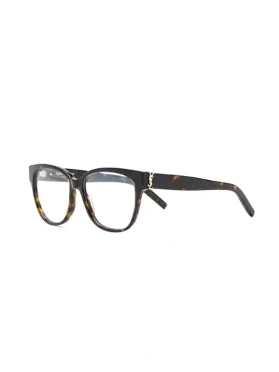 Shop Saint Laurent Square Shaped Glasses In Brown