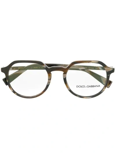 Shop Dolce & Gabbana Eyewear Tortoiseshell Round Frame Glasses - Brown