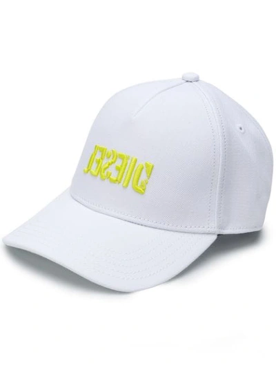 Shop Diesel 3d Logo Baseball Cap In White