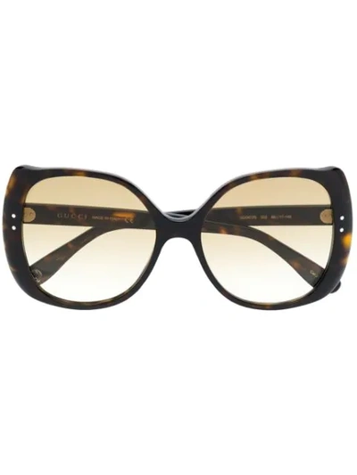 Shop Gucci Oversized Sunglasses In Brown