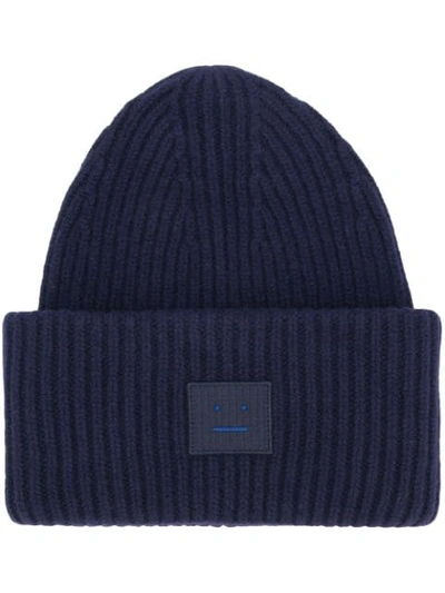 Shop Acne Studios Ribbed Beanie Hat In Blue